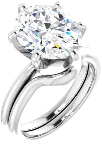 14K White  12x10 mm Oval Solitaire Engagement Ring Mounting (6)