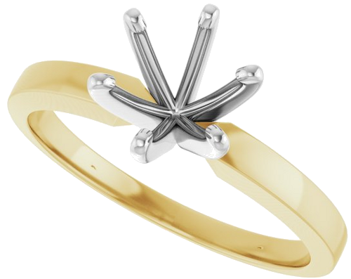14K Yellow   White 6-6.6 mm Round 6-Prong Solitaire Engagement Ring Mounting (5)
