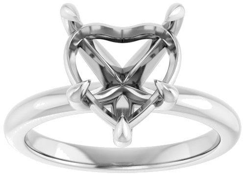 14K White 10x10 mm Heart Solitaire Engagement Ring Mounting (3)