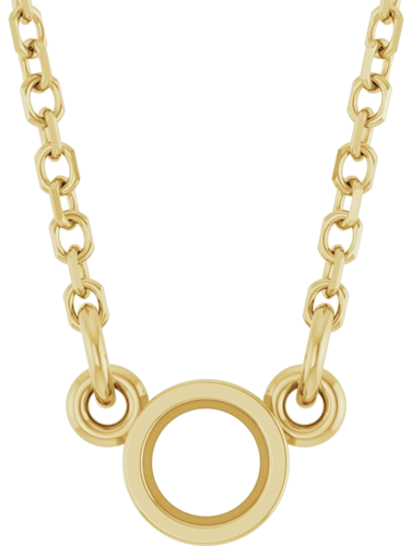 14K Yellow 3 mm Round Bezel-Set Solitaire 18  Necklace Mounting (1)