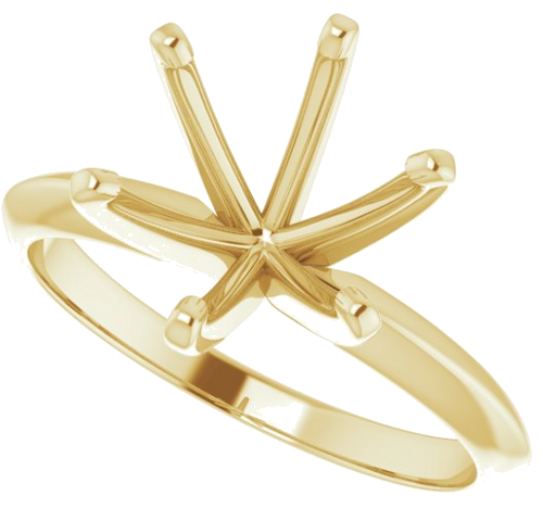 14K Yellow 9.1-9.7 mm Round 6-Prong Solitaire Ring Mounting (5)