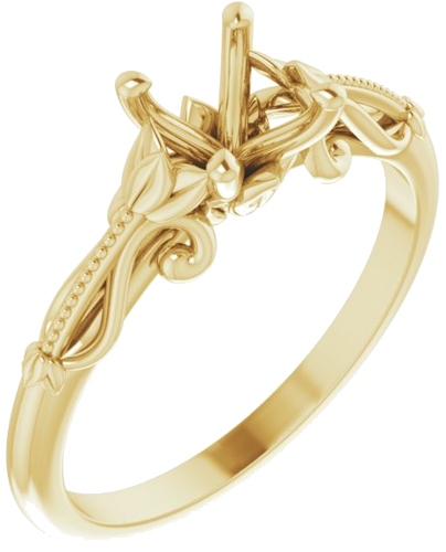 14K Yellow 5.8 mm Round Sculptural-Inspired Solitaire Engagement Ring Mounting (1)