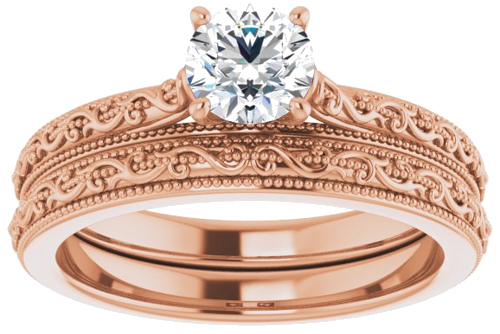 14K Rose  5.2 mm Round Solitaire Engagement Ring Mounting (8)