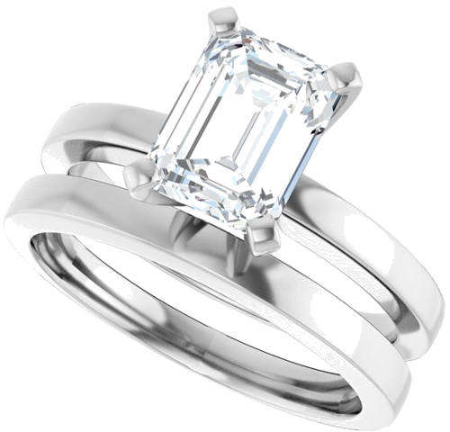 14K White 8x6 mm Emerald Solitaire Engagement Ring Mounting (10)