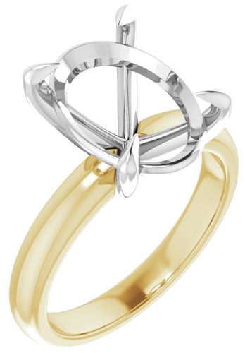 14K Yellow White 14x10 mm Oval Solitaire Engagement Ring Mounting (1)