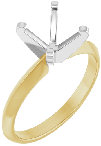 14K Yellow White 8 mm Round Solitaire Engagement Ring Mounting (1)