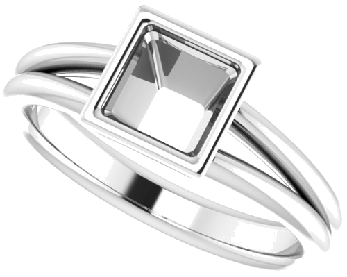 Sterling Silver 5.5 mm Square Engagement Ring Mounting (5)