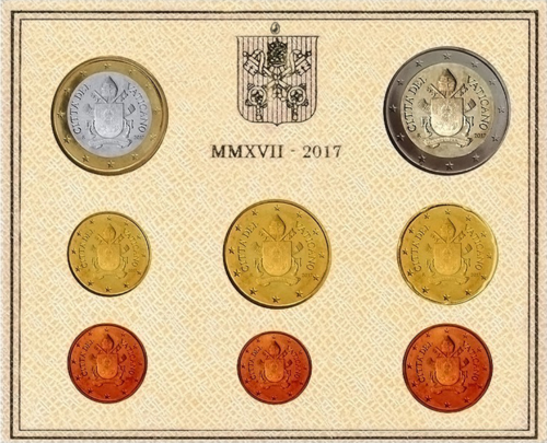 2017 Vatikāna pilsētas ģerboņa BU eiro monētu komplekts (2)