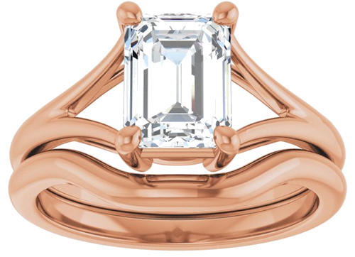 14K Rose 8x6 mm Emerald 4-Prong Cathedral Split Shank Engagement Ring Mounting (8)