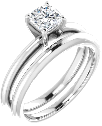 14K White  5 mm Cushion Solitaire Engagement Ring Mounting (6)