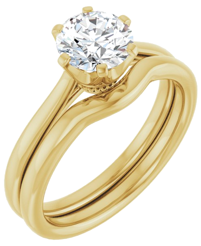 14K Yellow 6.5 mm Round Engagement Ring Mounting (6)