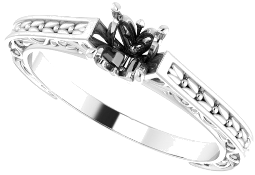 Sužadėtuvių Žiedas „Solitaire“ 585 Baltojo Aukso Round 5.2mm (5)