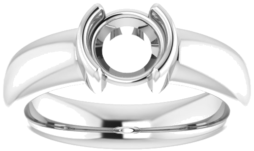 14K White 6.5 mm Round Half Bezel Solitaire Engagement Ring Mounting (3)