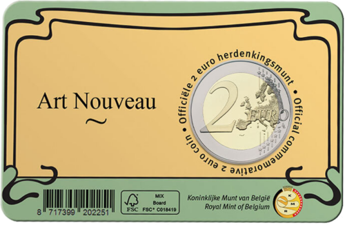 2023 Бельгия Art Nouveau Модерн монета 2 евро (3)