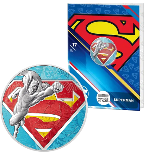 10 euro SUPERMAN logo 2025 French silver coin in BU card (1)