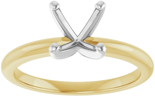 14K Yellow   White  7.4 mm Round Solitaire Engagement Ring Mounting (3)