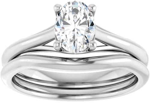 14K White 7x5 mm Oval Solitaire Engagement Ring Mounting (8)