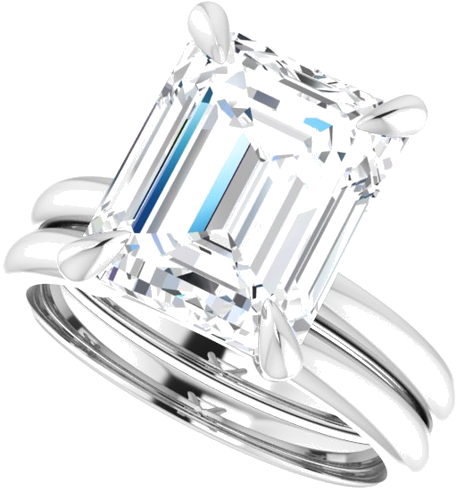 Platinum  11x9 mm Emerald Solitaire Engagement Ring Mounting (10)