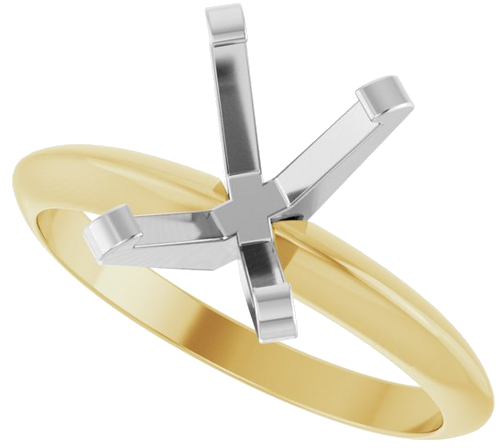 14K Yellow White 8x6 mm Emerald Solitaire Engagement Ring Mounting (5)