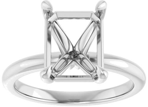 Sužadėtuvių Žiedas 585 Baltojo Aukso Emerald 10mm x 8mm (3)