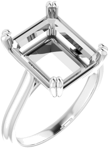 Platinum 12x10 mm Emerald Solitaire Engagement Ring Mounting (1)