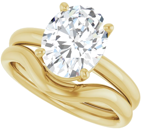 Sužadėtuvių Žiedas „Solitaire“ 585 Geltonojo Aukso Oval 10mm x 8mm (10)