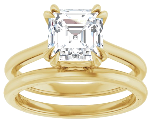 14K Yellow 7 mm Asscher Solitaire Engagement Ring Mounting (8)