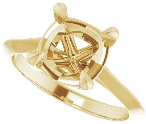 14K Yellow 8 mm Cushion Solitaire Engagement Ring Mounting (5)