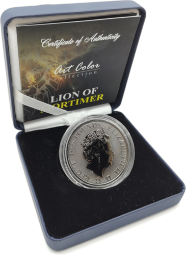 2 oz Белый Лев Мортимеров (Art of Color collection) 5 фунтов позолоченная серебряная монета (4)