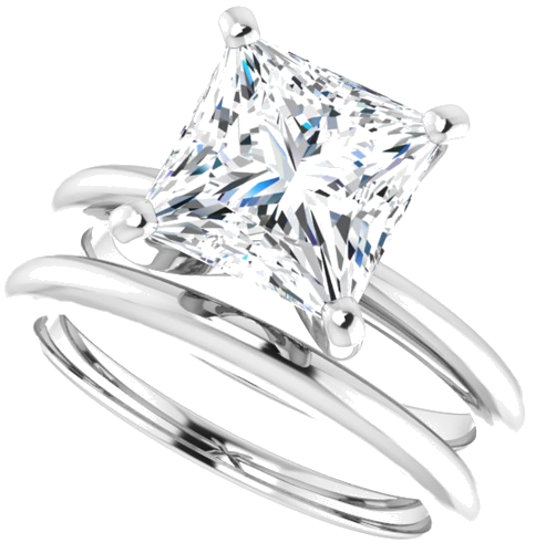 14K White  8 mm Square Solitaire Engagement Ring Mounting (10)