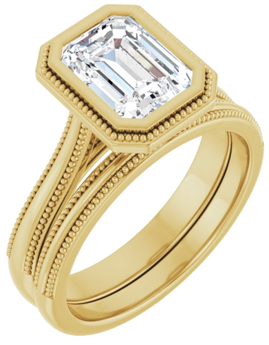 Sužadėtuvių Žiedas „Solitaire“ 585 Geltonojo Aukso Emerald 8mm x 6mm (6)