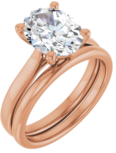 Sužadėtuvių Žiedas „Solitaire“ 585 Rožinis Aukso Oval 10mm x 8mm (6)