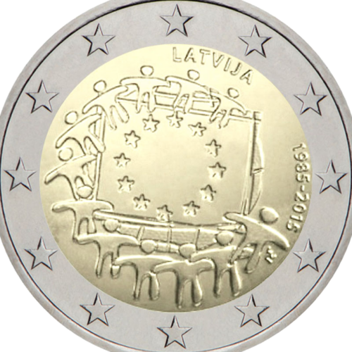 2015 Latvia European flag 2 euro coin (2)