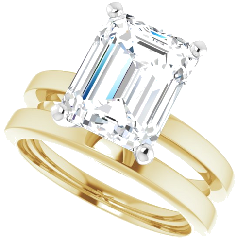 Sužadėtuvių Žiedas „Solitaire“ 585 Baltojo Ir Geltonojo Aukso Emerald 10mm x 8mm (10)