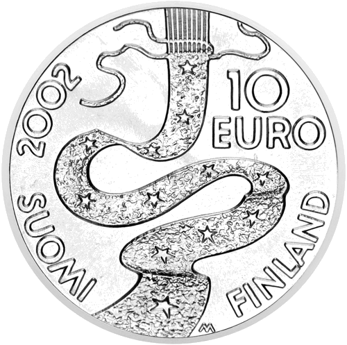 2002 Elijas Lionrotas gimimo metinės Suomija 10 eurų sidabrinė moneta (2)