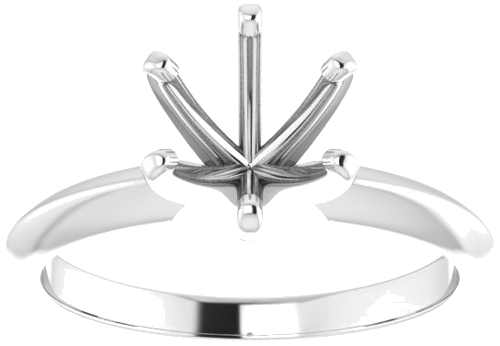 14K White 6.6-7.2 mm Round 6-Prong Solitaire Ring Mounting (3)