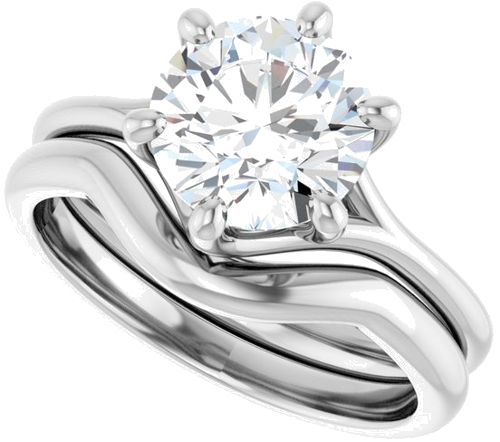 Sužadėtuvių Žiedas „Solitaire“ 585 Baltojo Aukso Round 8mm (10)