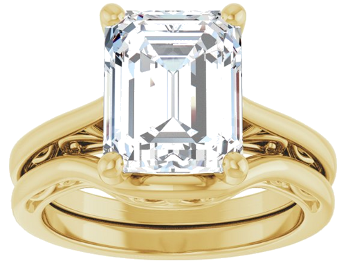 Sužadėtuvių Žiedas „Solitaire“ 585 Geltonojo Aukso Emerald 10mm x 8mm (8)