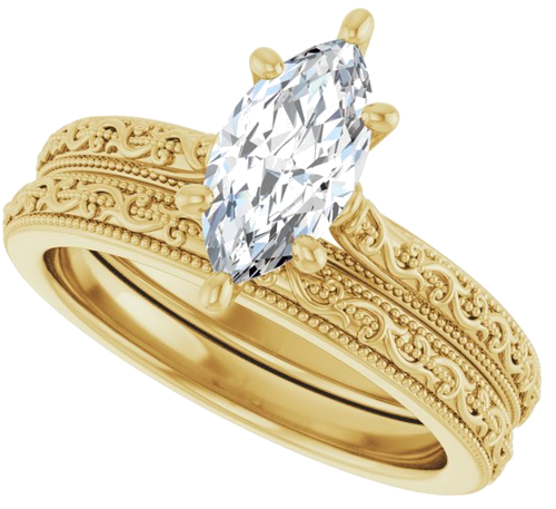 Sužadėtuvių Žiedas „Solitaire“ 585 Geltonojo Aukso Marquise 10mm x 5mm (10)
