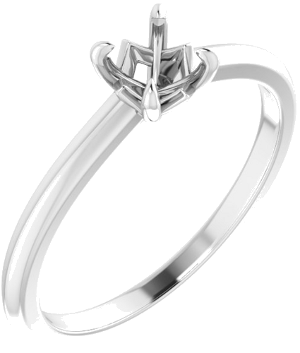 14K White 5.2 mm Round Solitaire Engagement Ring Mounting (1)
