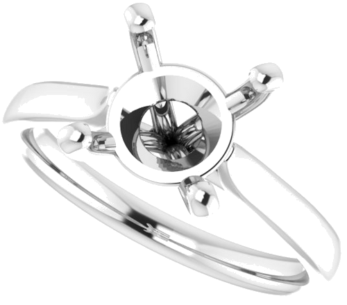 14K White 8.8 mm Round Engagement Ring Mounting (5)
