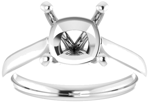 14K White 8 mm Cushion Engagement Ring Mounting (3)