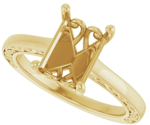 14K Yellow  9x7 mm Emerald Solitaire Engagement Ring Mounting (5)