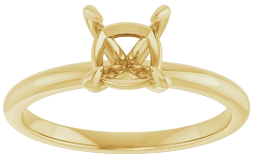14K Yellow  6x6 mm Cushion Solitaire Engagement Ring Mounting (3)