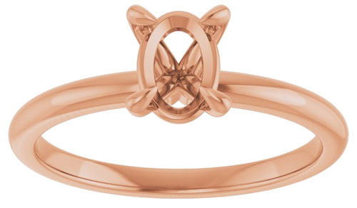 14K Rose  7x5 mm Oval Solitaire Engagement Ring Mounting (3)