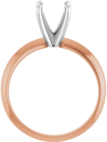 14K Rose White 7.3-7.7 mm Round 4-Prong Light Solitaire Ring Mounting (2)