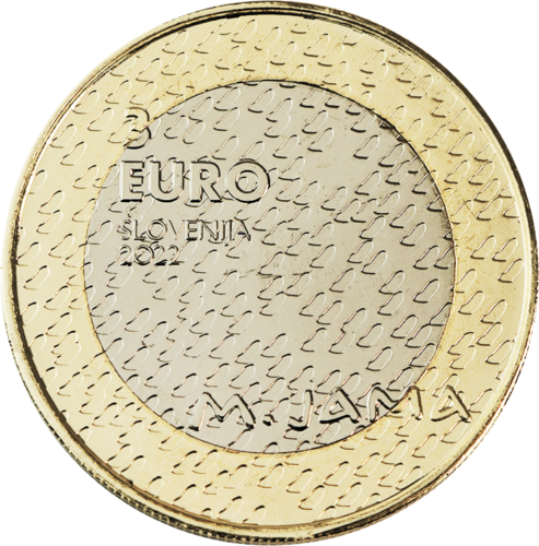 2022 Slovēnija Matija Jama 3 eiro monēta (1)