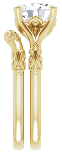 Sužadėtuvių Žiedas „Solitaire Split Shank“ 585 Geltonojo Aukso Oval 9mm x 7mm (9)