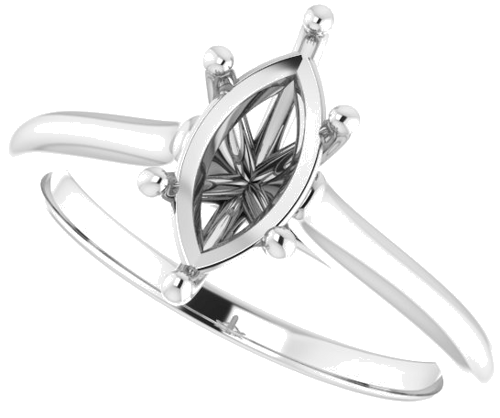 14K White 10x5 mm Marquise Solitaire Engagement Ring Mounting (5)