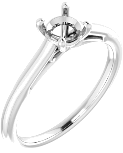 14K White  5.2 mm Round Solitaire Engagement Ring Mounting (1)